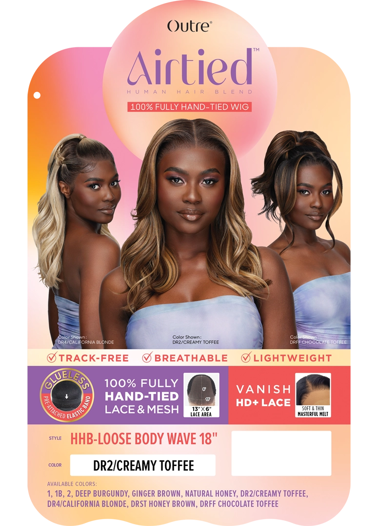 AIRTIED 100% FULLY HAND-TIED WIG- HHB-LOOSE BODY WAVE 18"