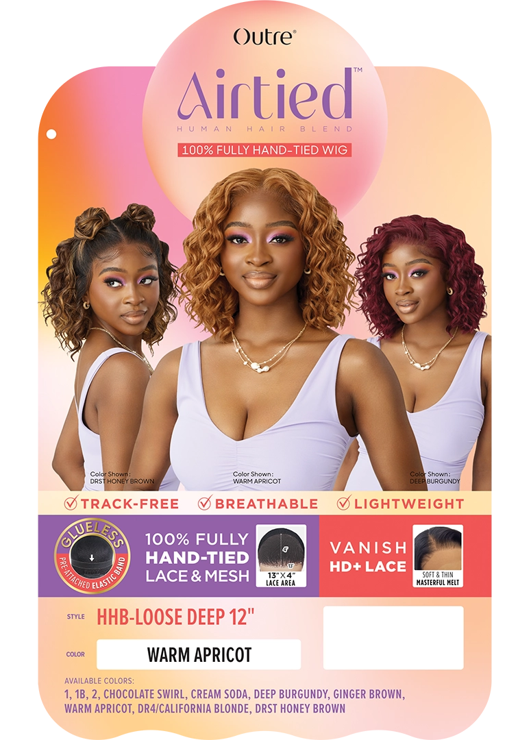AIRTIED 100% FULLY HAND-TIED WIG - HHB - LOOSE DEEP 12"