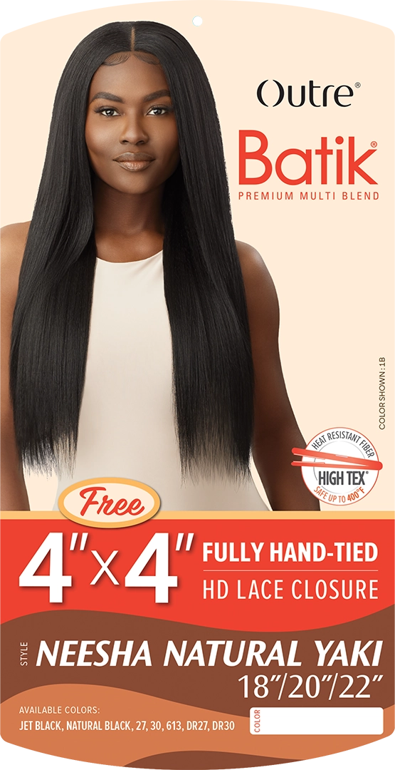 BATIK - NEESHA NATURAL YAKI - 18”20”22” + 4X4 HD LACE CLOSURE