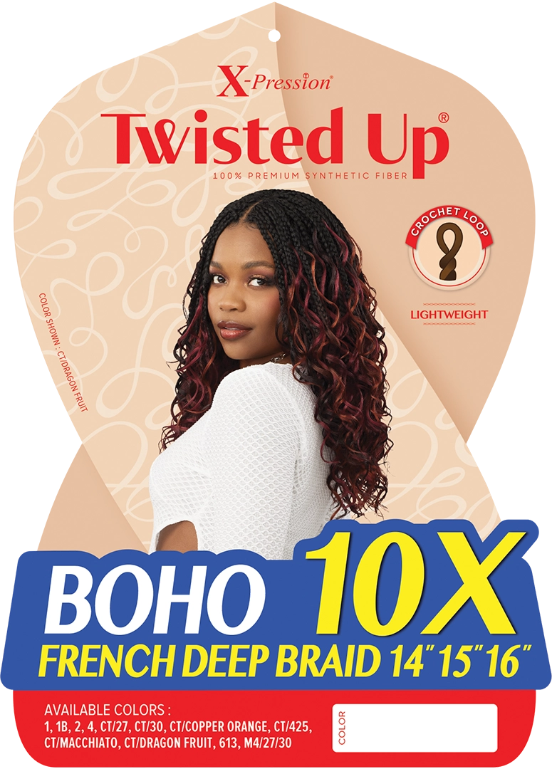 X-PRESSION - TWISTED UP - BOHO FRENCH DEEP BRAID 14 15 16 10X