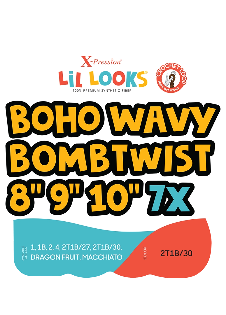 X-PRESSION - LIL LOOKS - BOHO WAVY BOMBTWIST 8" 9" 10" 7X