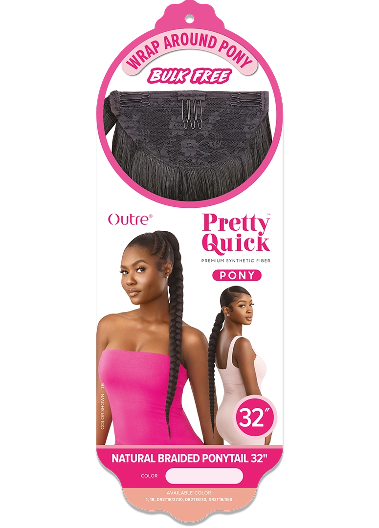PRETTY QUICK - WRAP PONY - NATURAL BRAIDED PONYTAIL 32"