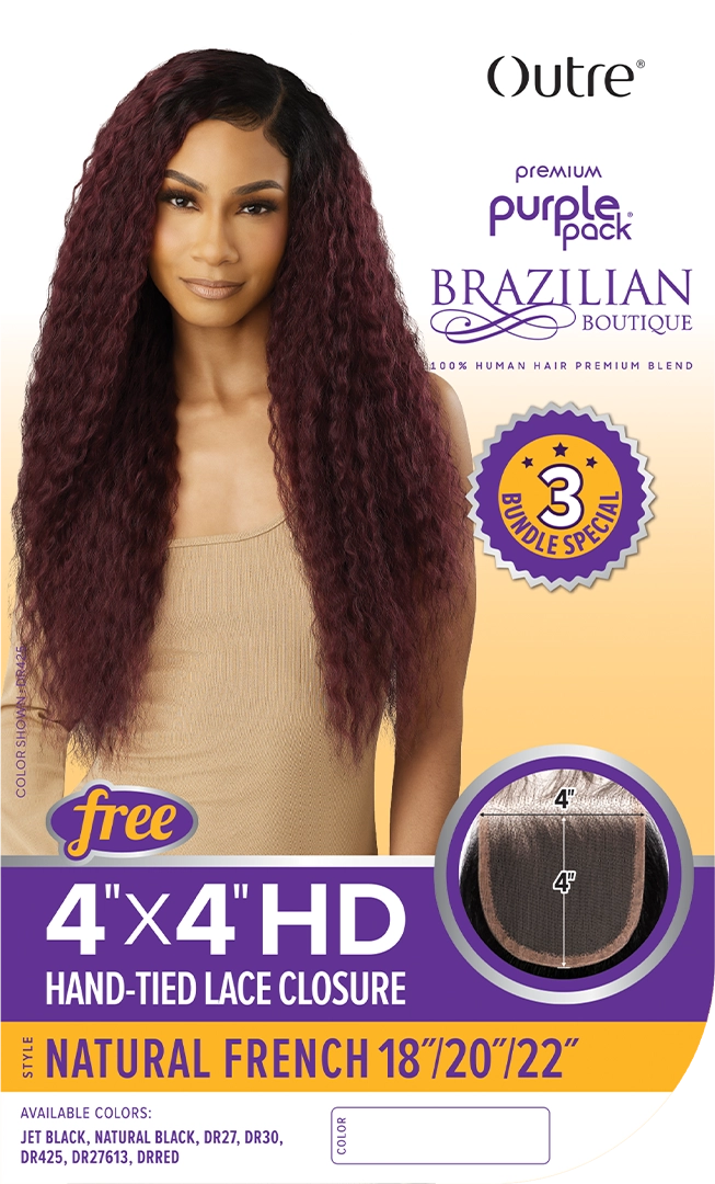 Natural French 18" 20" 22" + 4x4 HD Hand-Tied Lace Closure