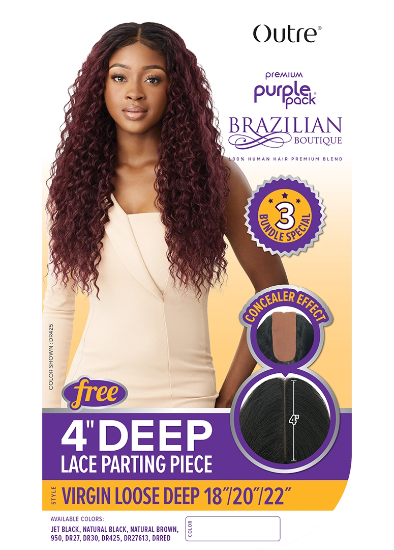 HH PURPLE PACK BRAZILIAN BOUTIQUE - VIRGIN LOOSE DEEP 18"20"22"
