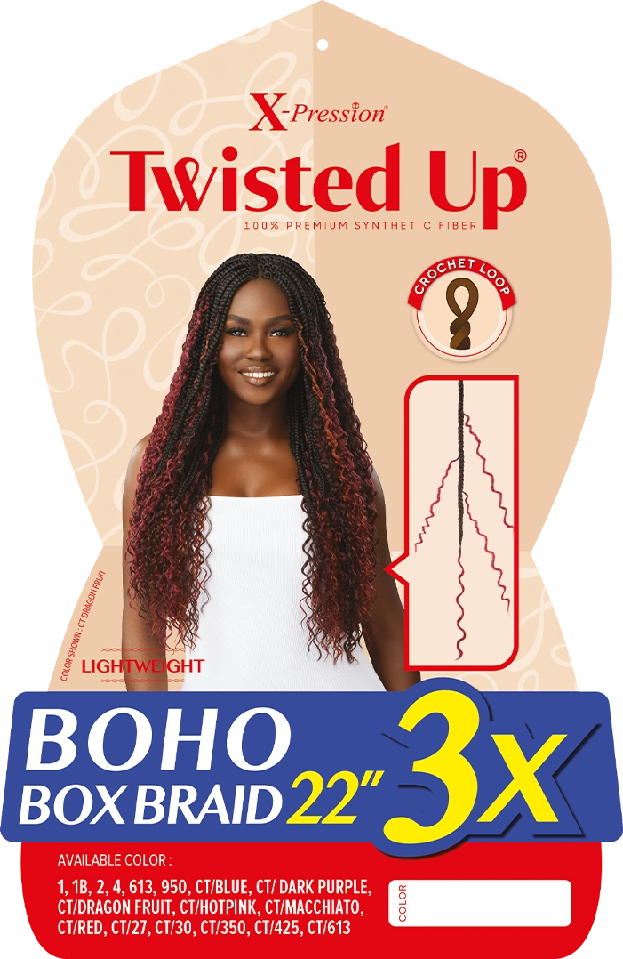 X-PRESSION - TWISTED UP - BOHO BOX BRAID 22" 3X