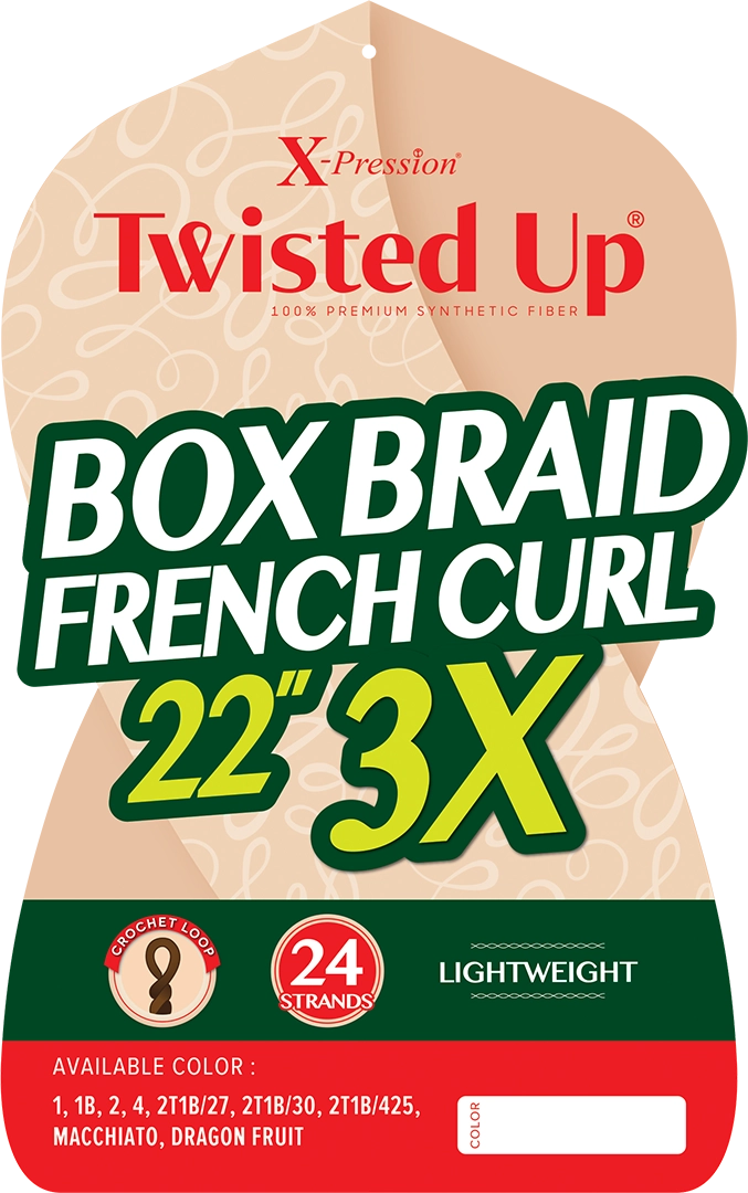 X-PRESSION - TWISTED UP - BOX BRAID FRENCH CURL 22" 3X