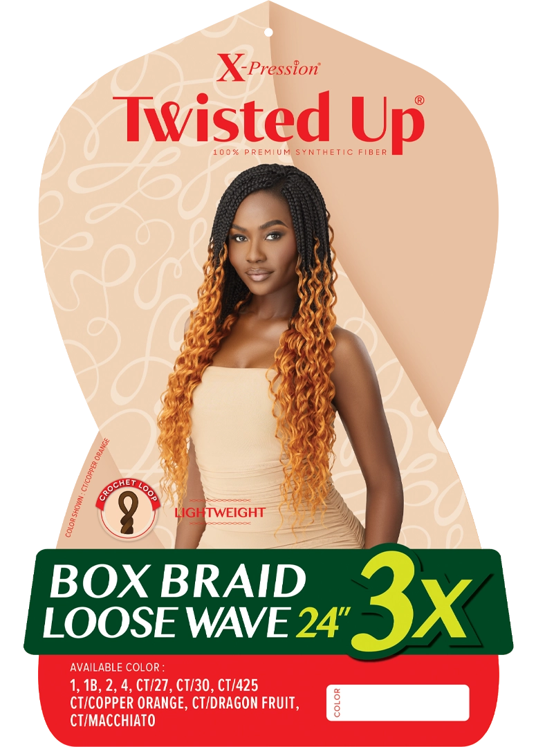 X-PRESSION - TWISTED UP - BOX BRAID LOOSE WAVE 24" 3X