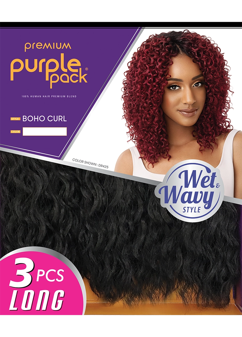 HUMAN HAIR PURPLE PACK LONG 3PCS - WET & WAVY - BOHO CURL