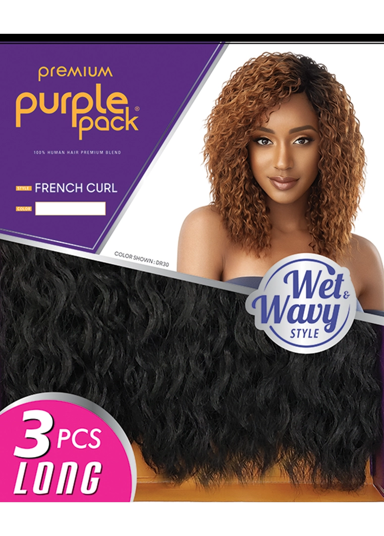 HUMAN HAIR PURPLE PACK LONG 3PCS - WET & WAVY - FRENCH CURL
