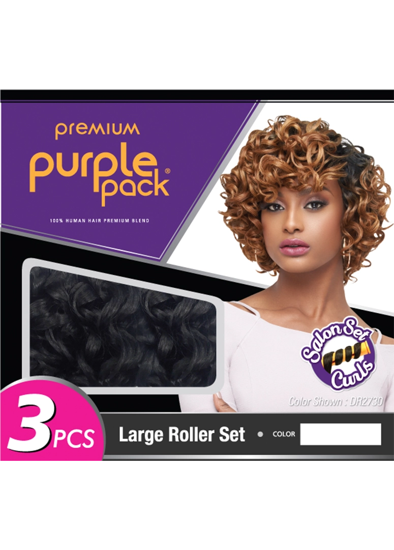 HUMAN HAIR PURPLE PACK 3PCS - SALON SET - LARGE ROLLER SET