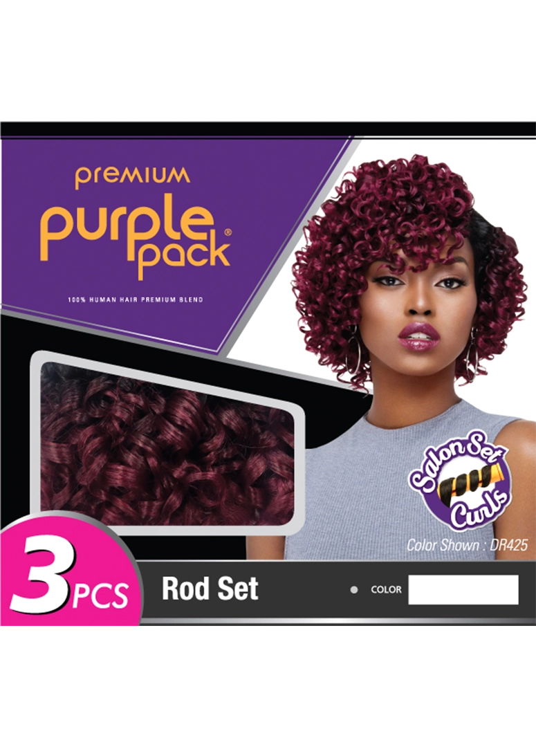 HUMAN HAIR PURPLE PACK 3PCS - SALON SET - ROD SET