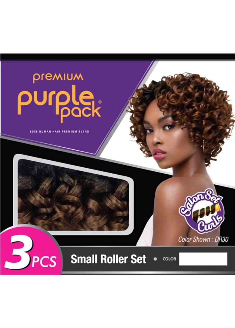HUMAN HAIR PURPLE PACK 3PCS - SALON SET - SMALL ROLLER SET