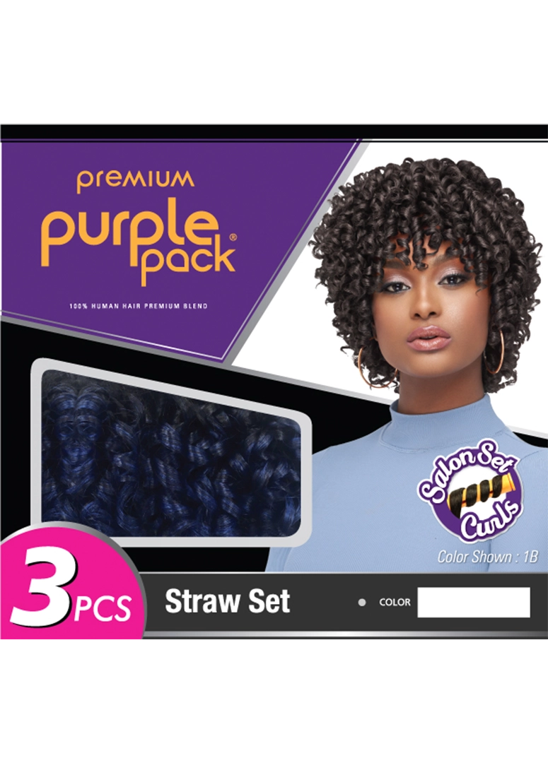 HUMAN HAIR PURPLE PACK 3PCS - SALON SET - STRAW SET