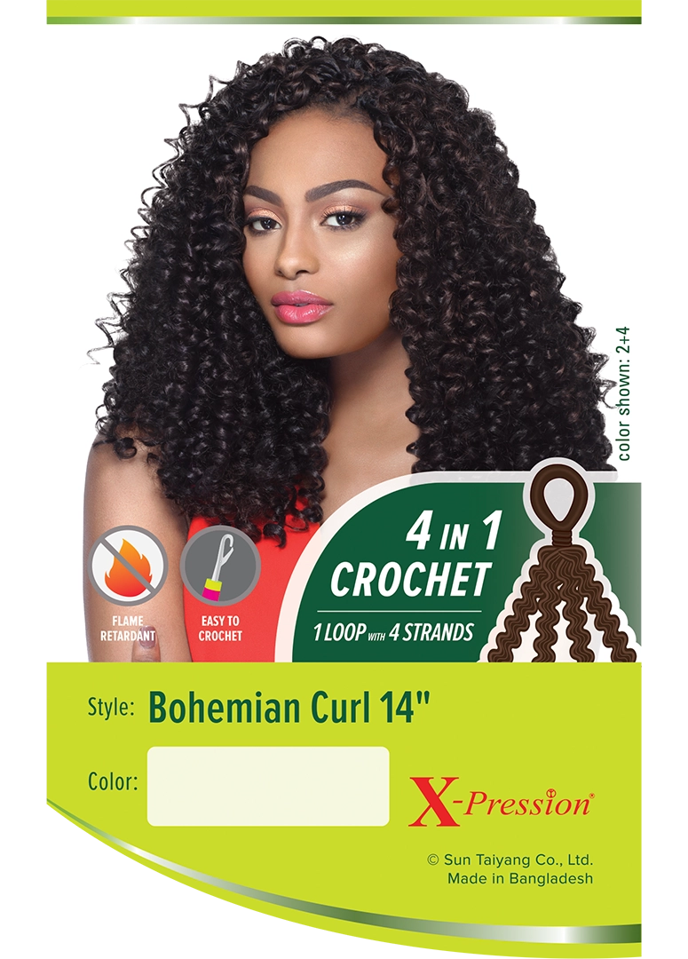 X-PRESSION BRAID 4 IN 1 LOOP BOHEMIAN CURL 14"