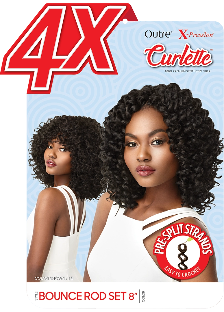 X-PRESSION CURLETTE 4X CROCHET BRAID - BOUNCE ROD SET 8"