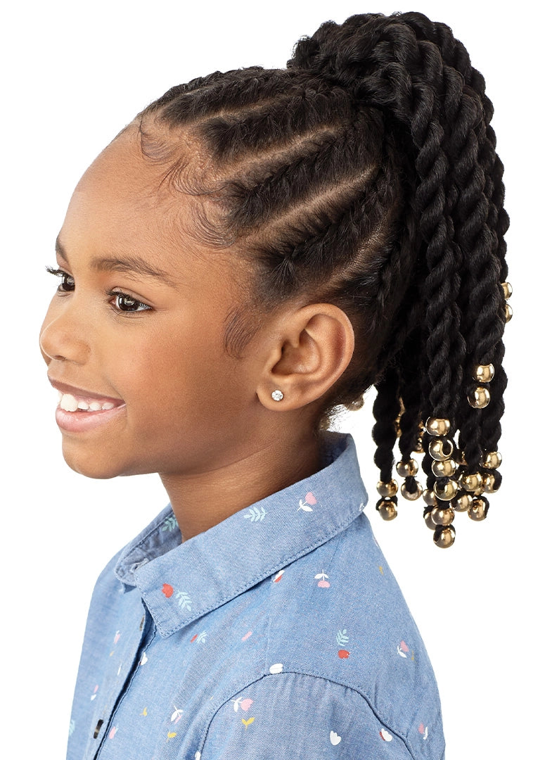 LIL LOOKS - DRAWSTRING PONYTAIL - BEADED TWISTS 12"