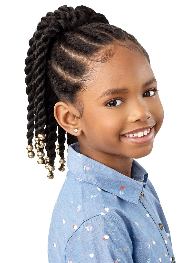 LIL LOOKS - DRAWSTRING PONYTAIL - BEADED TWISTS 12"