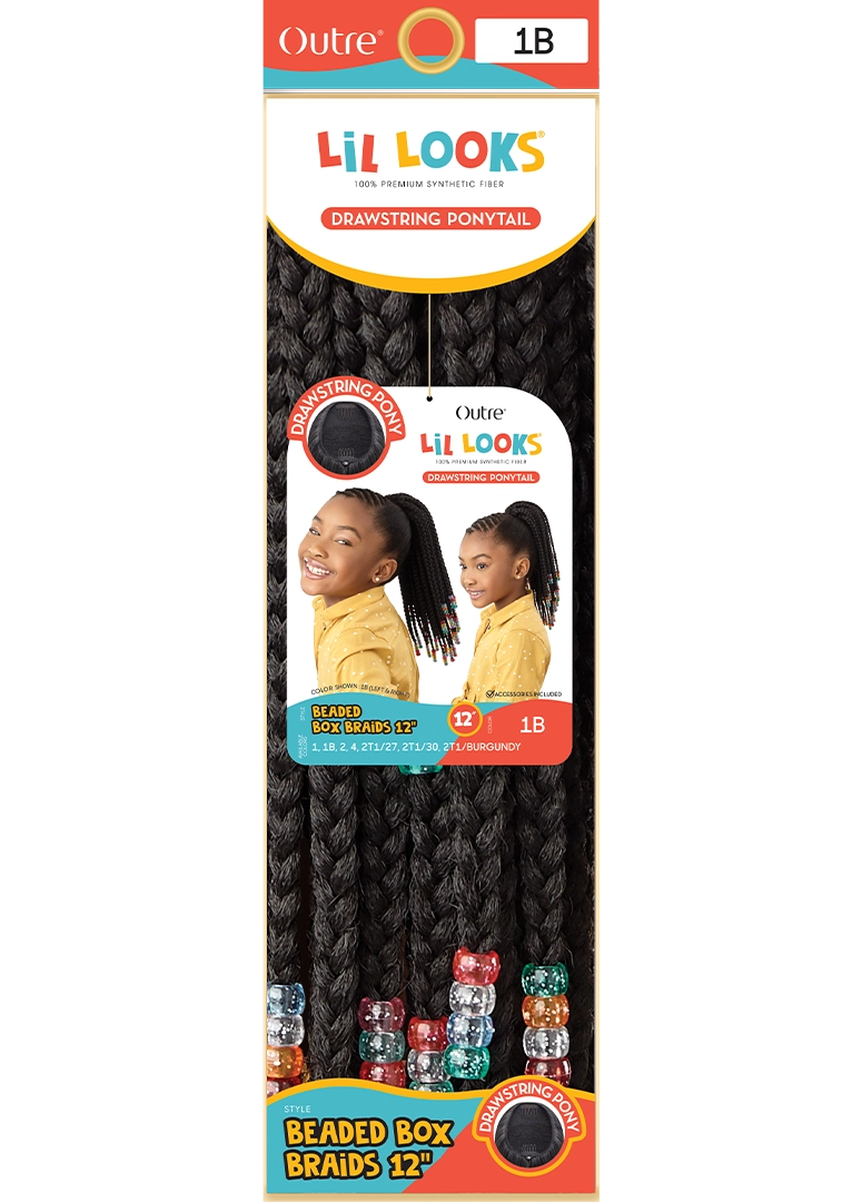 LIL LOOKS - DRAWSTRING PONYTAIL - BEADED BOX BRAIDS 12"