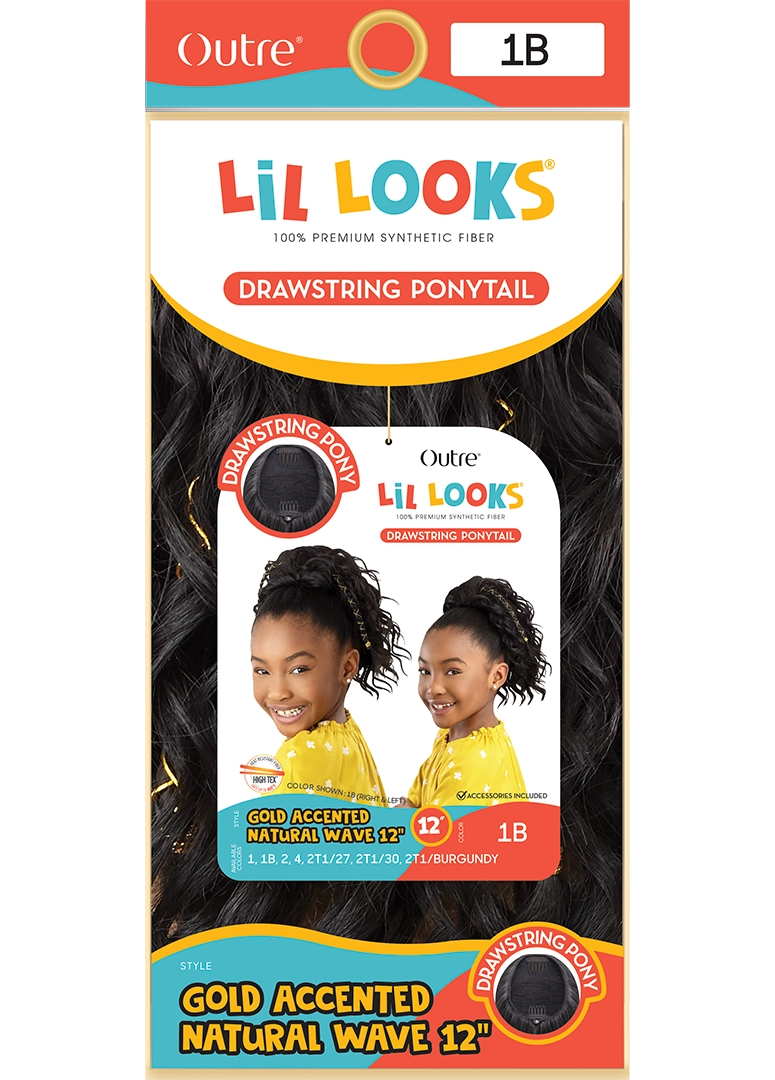 LIL LOOKS - DS PONYTAIL - GOLD ACCENTED NATURAL WAVE 12"