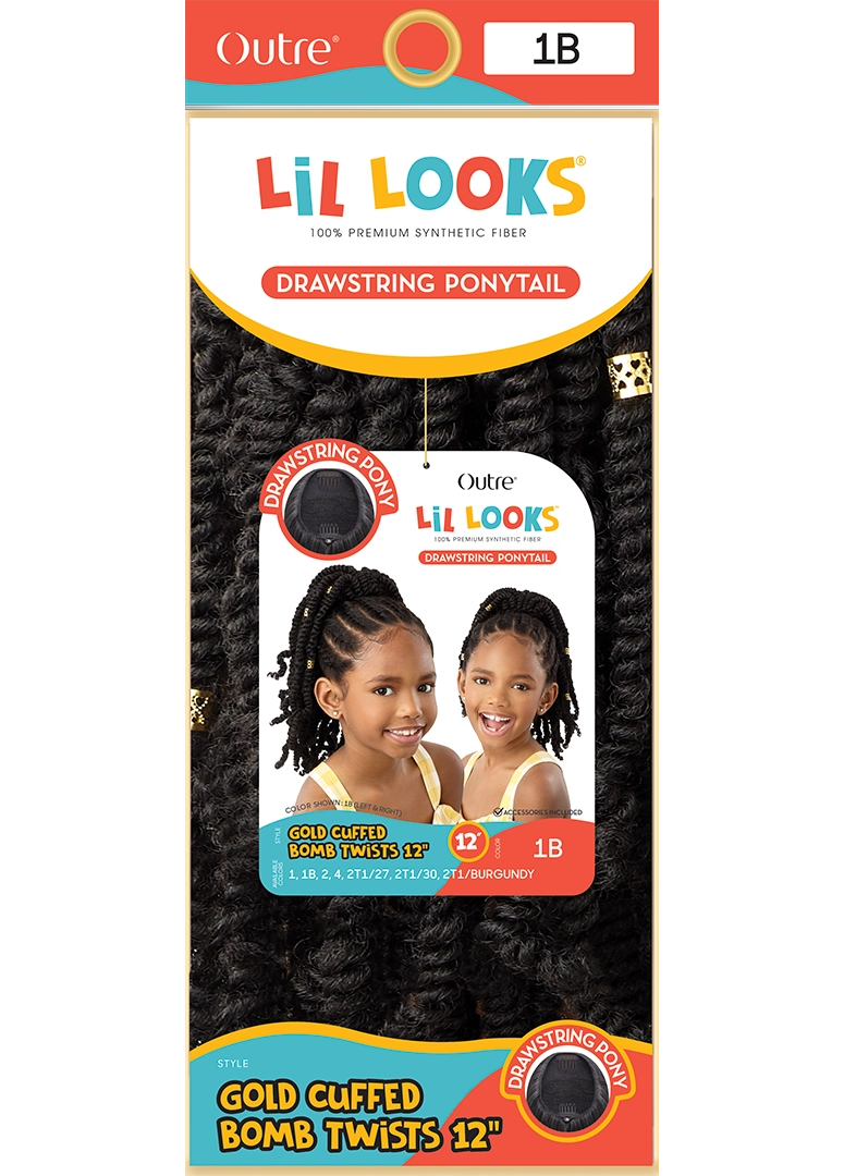 LIL LOOKS - DS PONYTAIL - GOLD CUFFED BOMB TWISTS 12"