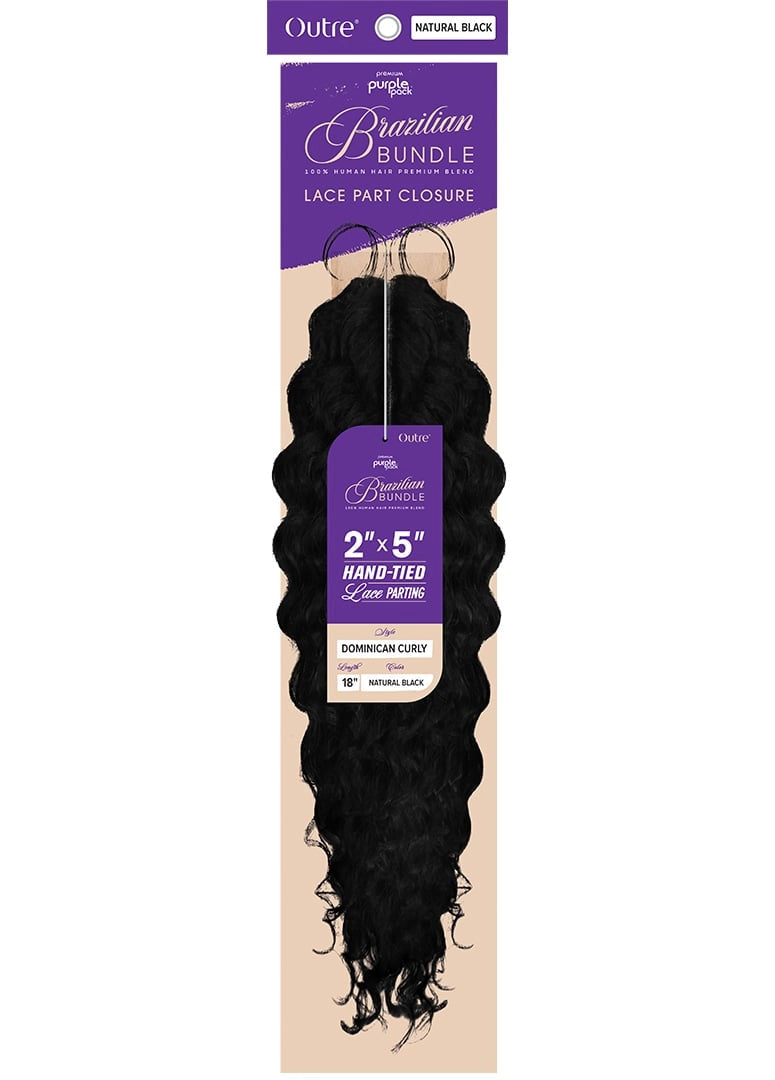 PURPLE PACK BRAZILIAN BUNDLE 2X5 CLOSURE DOMINICAN CURLY 18