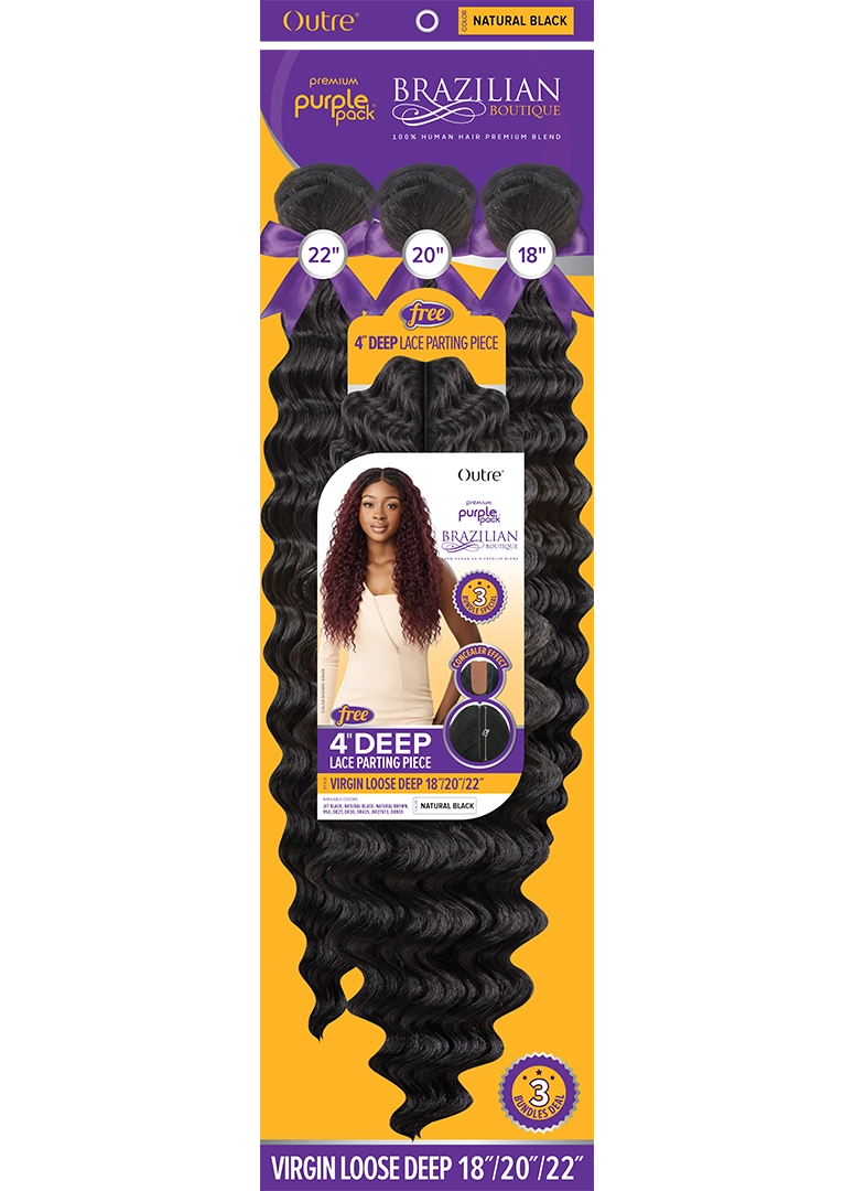 HH PURPLE PACK BRAZILIAN BOUTIQUE - VIRGIN LOOSE DEEP 18"20"22"