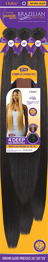 PURPLE PACK BRAZILIAN BOUTIQUE VIRGIN SLEEK PRESSED 26"28"30"