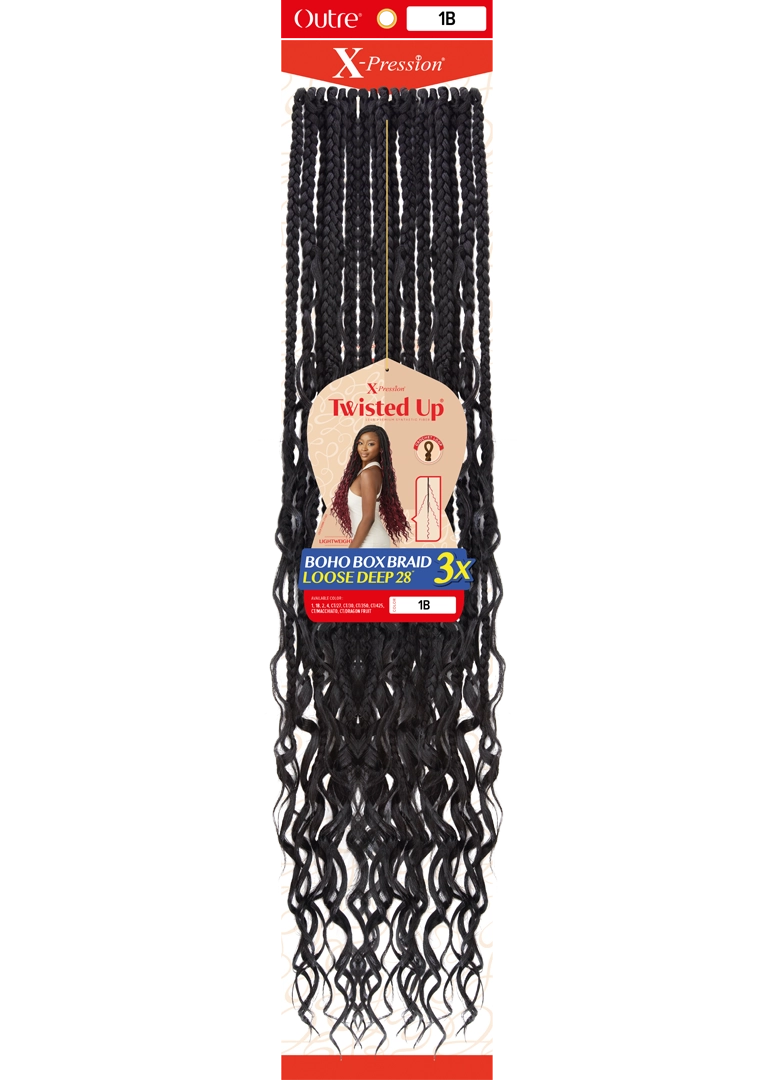 X-PRESSION - TWISTED UP - BOHO BOX BRAID LOOSE DEEP 28" 3X