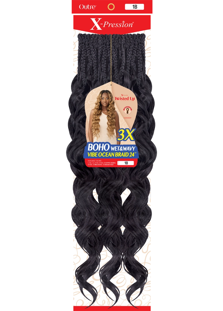 X-PRESSION - TWISTED UP - BOHO W & W VIBE OCEAN BRAID 24" 3X