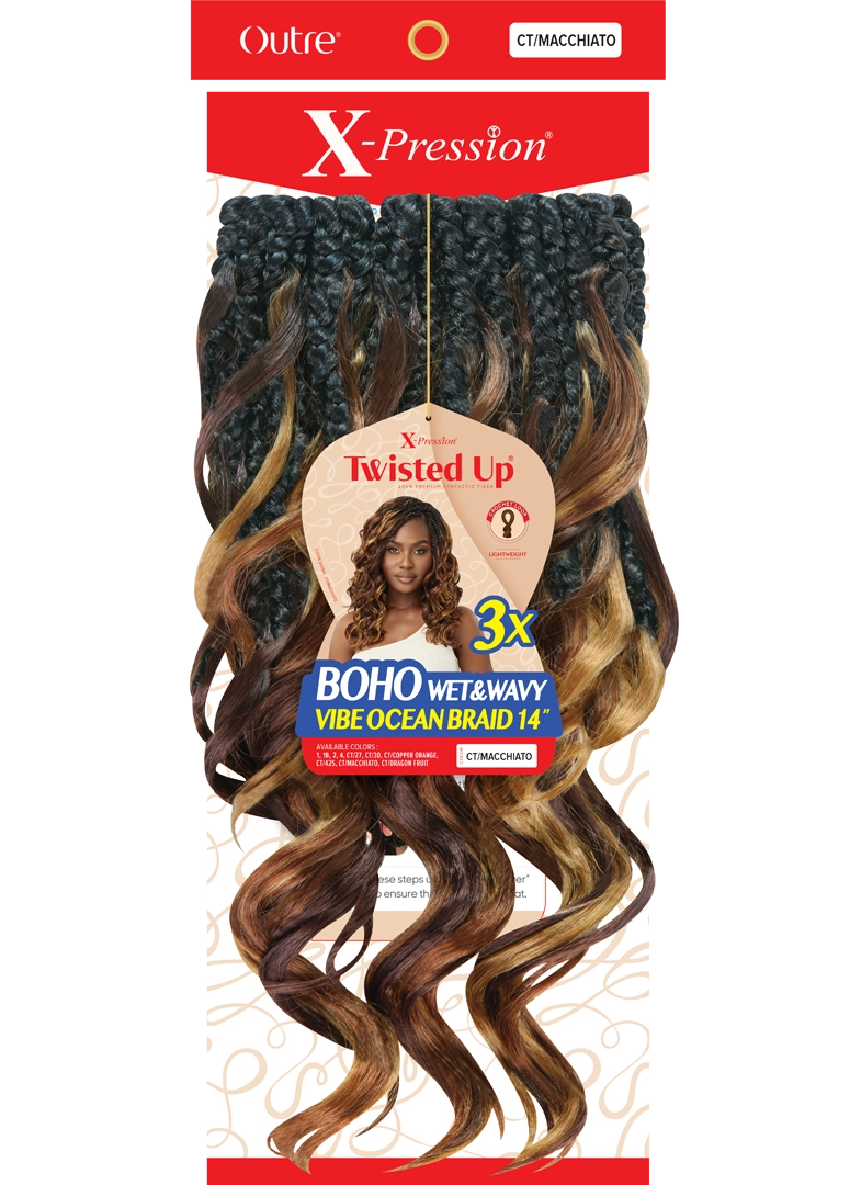 X-PRESSION - TWISTED UP - BOHO W & W VIBE OCEAN BRAID 14" 3X