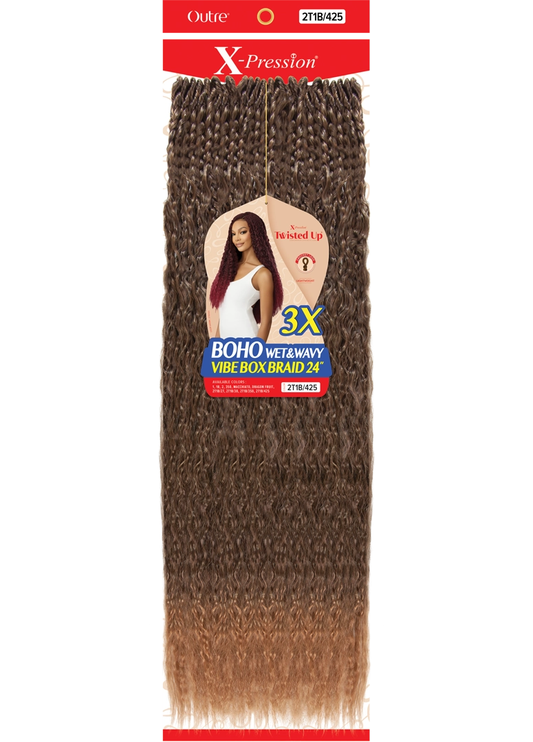 X-PRESSION-TWISTED UP-BOHO WET & WAVY VIBE BOX BRAID 24" 3X