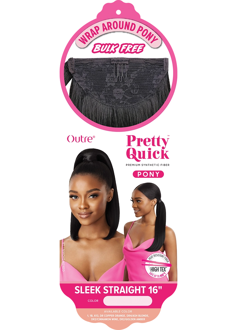 PRETTY QUICK - WRAP PONY - SLEEK STRAIGHT 16"