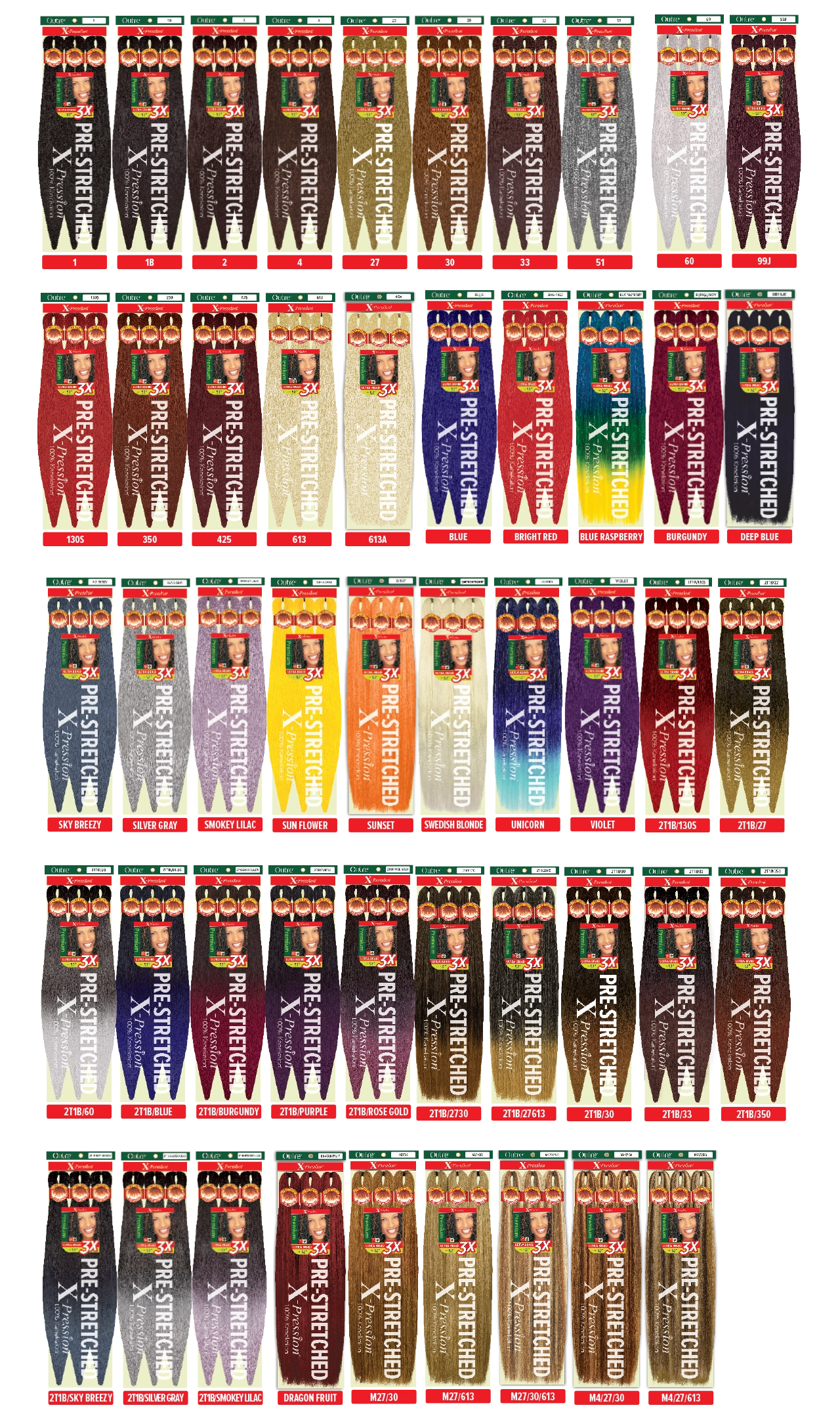 X-PRESSION BRAID-PRE STRETCHED BRAID 52" 6X