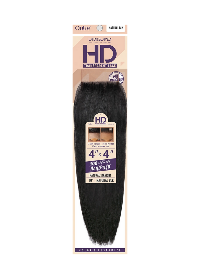 HH LAID & SLAYED - 4X4 HD NATURAL STRAIGHT LACE CLOSURE