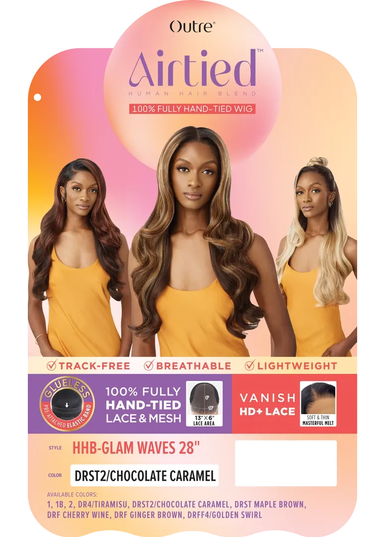AIRTIED 100% FULLY HAND-TIED WIG - HHB - GLAM WAVES 28"