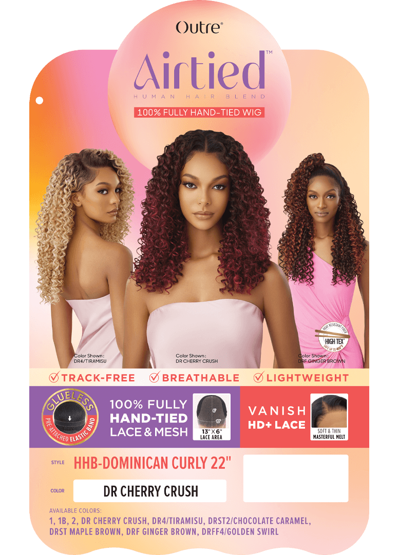 AIRTIED 100% FULLY HAND-TIED WIG-HHB- DOMINICAN CURLY 22"